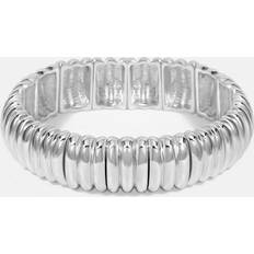 MOOD Silver Ridged Stretch Bracelet - Grey