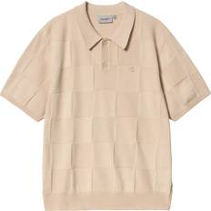 Carhartt WIP Pikétröjor Carhartt WIP Räfflad Polo med Broderad Logotyp - Beige