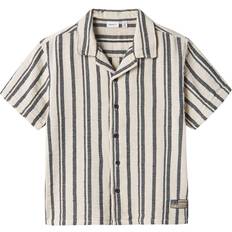 Name It Striped Organic Cotton Shirt - Beige/Blue