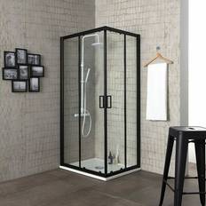 Cabine Doccia Box Doccia Trasparente con Profilo Nero Opaco 80x80x190 cm