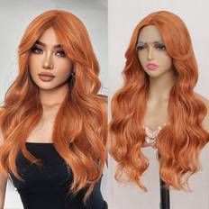 Svolna Ginger Lace Front Wig with Bangs Copper Red Layered