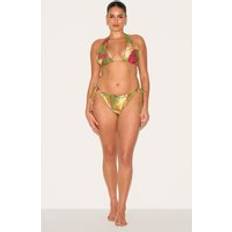 PrettyLittleThing Plus Olive Orchid Print Tie Side Bikini Bottoms - Green