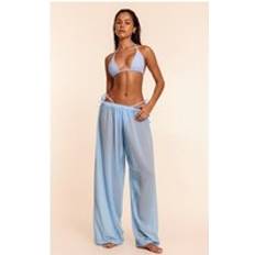 Blue Swimsuit Cover-Ups & Sarong Wraps PrettyLittleThing Chiffon Wide Leg Beach Trousers - Blue