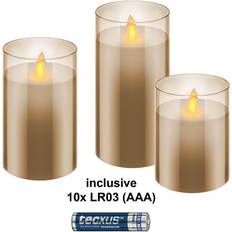 Guld LED-ljus Goobay 3-Pack Av Äkta Vax I Ett Glas Inkl 10x AAA LED-ljus 2st