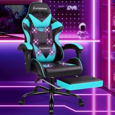 Gaming Chair Office Massage Computer Racing Seat PU Leather Cyan