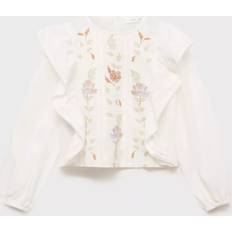 Orange Blouses & Tunics Children's Clothing Mango Viviana Floral Embroidered Ruffle Blouse - White