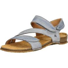 Leather Sandals Flat Velcro Casual - Panglao Greyish Blue