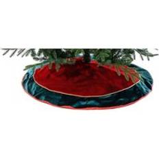 Green Christmas Tree Skirts Festive 106 cm Fabric Green & Red Christmas Tree Skirt