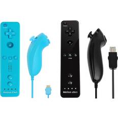 Aihontai Blue Black Set For Nintendo Wii U Joystick 2 in 1 Wireless Nunchuck Remote Gamepad