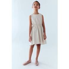 Beige Dresses Mango Kids Ballet Linen Cotton Blend Dress - Beige