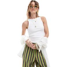 White Tank Tops Stradivarius Basic Racerback Top - White