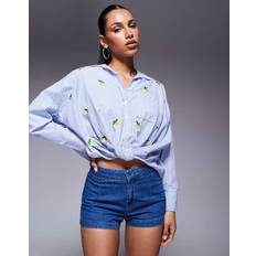 Stripes Shirts River Island Long Sleeve Striped Lemon Shirt - Light Blue