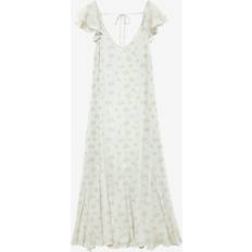 Blåa - Chiffong Klänningar Vero Moda Vmsmilla S/L Ankle Frill Dress - Bright White