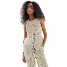 Outerwear New Look Co-Ord Crew Neck Waistcoat - Green Stripe