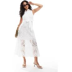 White broderie dress New Look Broderie Midi Belted Dress - White