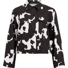 Denimskjorter - Sort Object Oversized Denimjakke Med Chokoladebrunt Koprint - Multifarvet