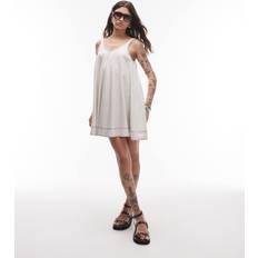 Topshop Linen Trapeze Mini Dress - Neutral