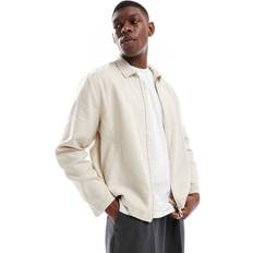 Herre - Stribede Overtøj New Look Harrington Jakke Med Striber I Hørblanding - Beige