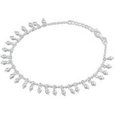John Greed Signature Silver Beaded Tassel Anklet - Silver