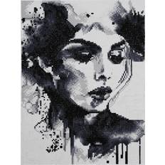 Vita Diamond Paintings Panduro Hobby Diamond Painting Ansikte Svart Vit Akvarellstil 30 x 40 cm