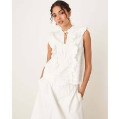 Yas luma Topp I Broderie Anglaise Med Knytning Och Volang - Vit/A