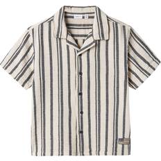 104 Skjortor Name It Striped Organic Cotton Shirt - Beige/Blue