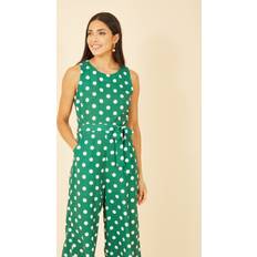 White Jumpsuits & Overalls Yumi Polka Dot Culotte Jumpsuit - Green
