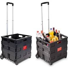 Black Shopping Trolleys Relaxdays Einkaufstrolley Klappbar Verstellbarer Griff - Schwarz