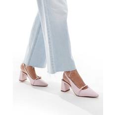 Aldo Skepper Slingback Block Heeled Shoes - Light Pink Leather