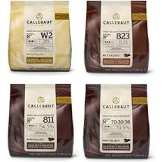 Callebaut 4 x 400g Bundle Feinste Belgische Zartbitterschokolade Dunkle Milch Weiße Schokolade Kuvertüre
