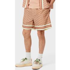 Lacoste Lightweight Monogram Print Shorts - Beige/Brown