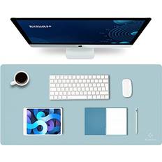 Leather Desk Mats ‎K KNODEL Large Office Leather Desk Mat 80x40 cm Light Blue