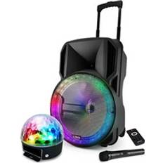 Karaokés Party Light & Sound Enceinte DJ Karaoke 800W Sono Portable Batterie Disco Mobile 15 LED RGB USB Bluetooth Radio FM Micro + Sixmagic UFO