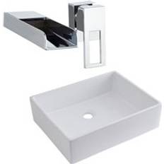 Bathroom Sinks Milano Modern 490mm x 390mm White Ceramic Rectangular Countertop Bathroom Basin Sink