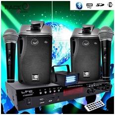 Karaokés LTC Karaok Enfant Hi-Fi 100W 2 Micros USB SD Bluetooth Radio FM + Cébles + Mini Jeux Strobe LED