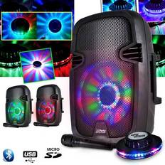 Karaokés Party Light & Sound Enceinte Karaok 7LED Mobile 8 in 20 cm LEDs RVB 300W USB BT FM Micro Effet OVNI LED RVB