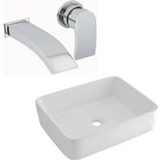 Bathroom Sinks Milano Modern 480mm x 370mm White Ceramic Rectangular Countertop Bathroom Basin Sink