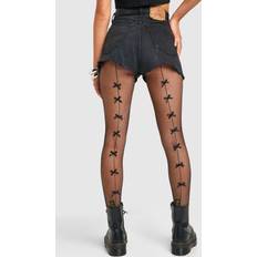 Tights boohoo Bow Seam Detail Fishnet Tights - Black