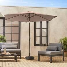 3m Round Centre Pole Parasol 294x294x243 cm Beige-Brown