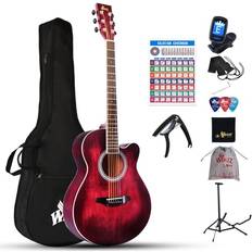 Röda Akustiska gitarrer Winzz 102 cm Akustisk Stålsträngsgitarr Röd