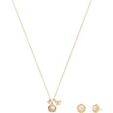 Coach Flower Pendant Necklace and Earrings Jewellery Set - Gold
