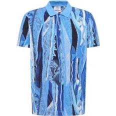 Carlo Colucci Knitprint Polo Shirt - Blue