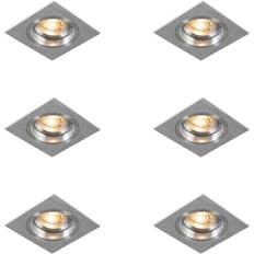 Belysning QAZQA Set med 6 Infällda Spotlights Fyrkantig Aluminium Justerbar Spotlight