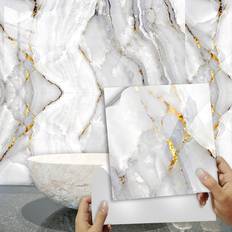 Gold Self-adhesive Decorations Cyslmuk Credence 30 x 30 cm Golden Marble Adhesive Film