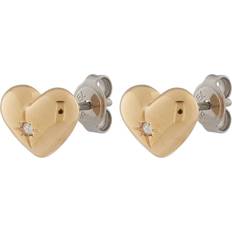 Fossil Earrings Fossil Ladies' Sadie All My Love Gold Tone Stainless Steel Heart Stud Earrings