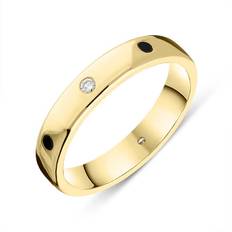 Yellow Rings C W Sellors Yellow Gold Whitby Jet Diamond 4mm Wedding Band Ring