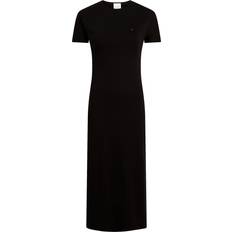 Calvin Klein Black Dresses Calvin Klein Schmales Midi-T-Shirt-Kleid - Schwarz
