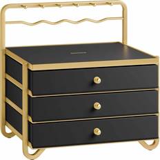 Black Jewellery Boxes Songmics Schmuckkästchen 3 Ebenen mit Schubladen - Tintenschwarz