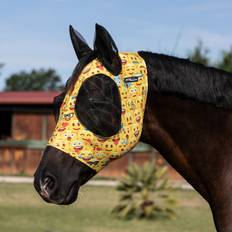 Horse Fly Bonnet In Lycra With Ear Net - Jaune