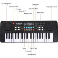 Toy Pianos Tomtop Jms BIGFUN 37 Keys USB Electronic Organ Kids Electric Piano with Microphone